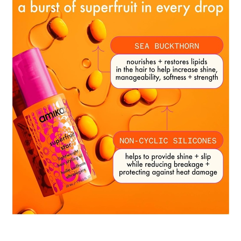 Amika Superfruit Star Hair Oil in Vibrant Pink and Orange - Picture 5 of 10